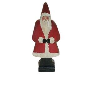 Vintage Hand Painted Wooden Santa Clause 13” Primitive Folk Art